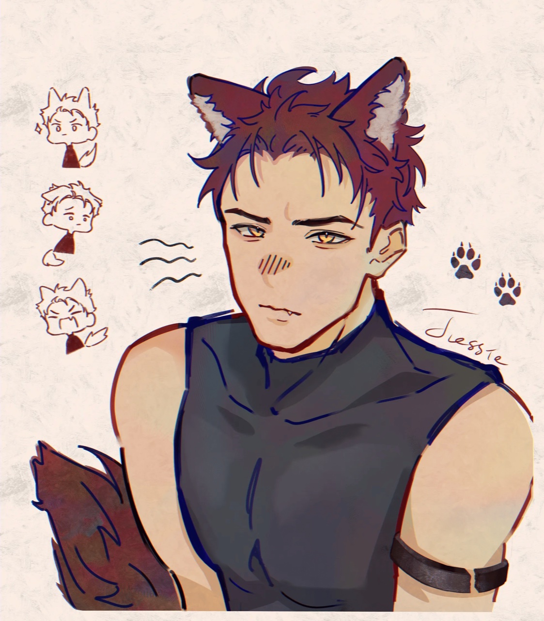 敖尹 fan art by @p_lank_ton.0_0 — 狼耳敖尹