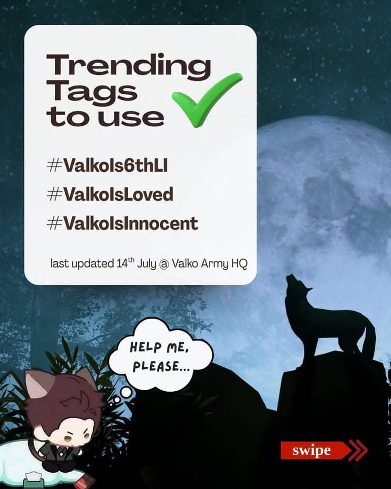推薦使用的標籤：#ValkoIs6thLI #ValkoIsLoved #ValkoIsInnocent